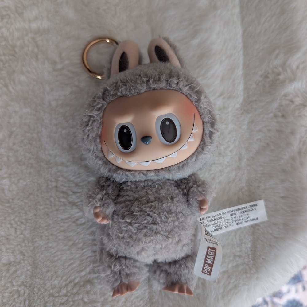 Labubu Sesame Bean Gray Keychain